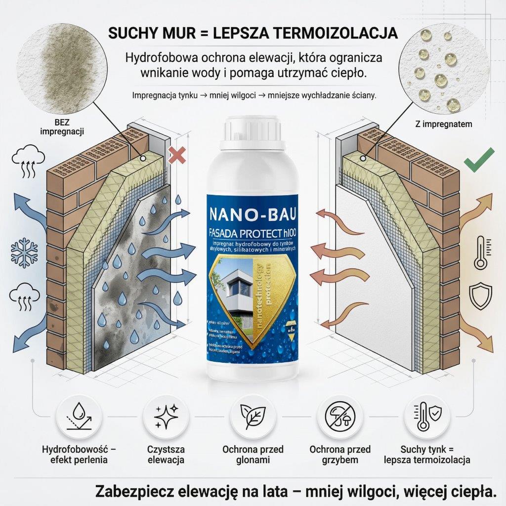 NANOBAU FASADA PROTECT H100 impregnowanie tynków