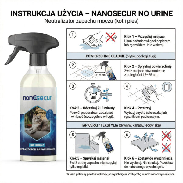 Neutralizator zapachu moczu NO URINE — instrukcja aplikacji