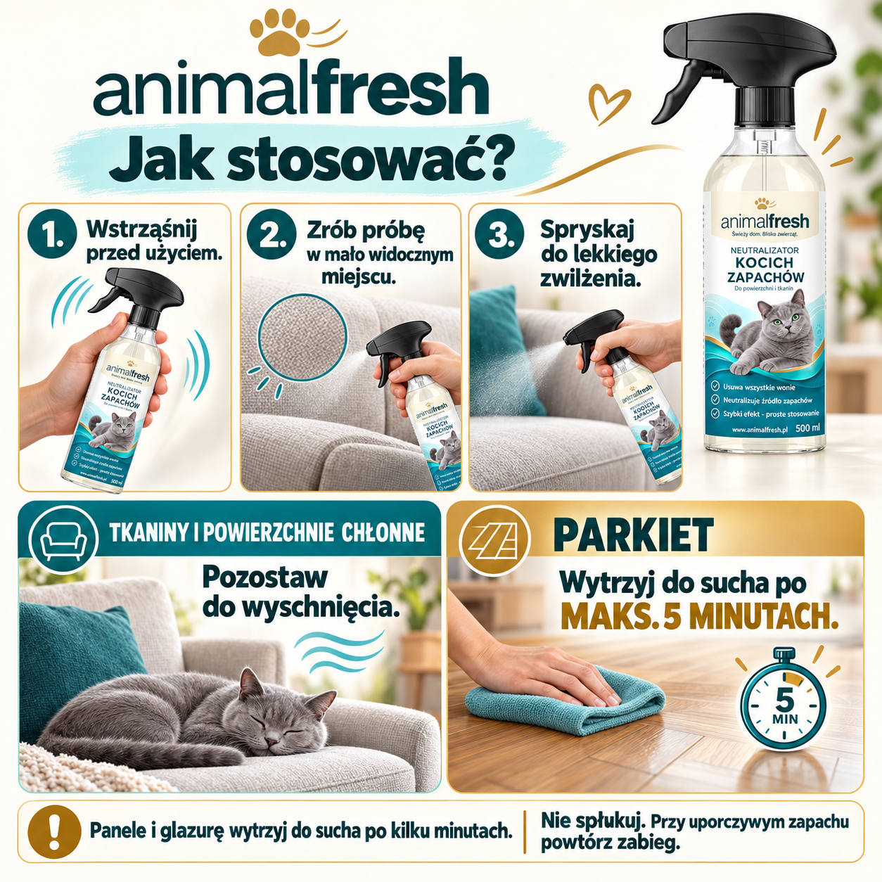 ANIMALFRESH – neutralizator kocich zapachów do kuwety i domu