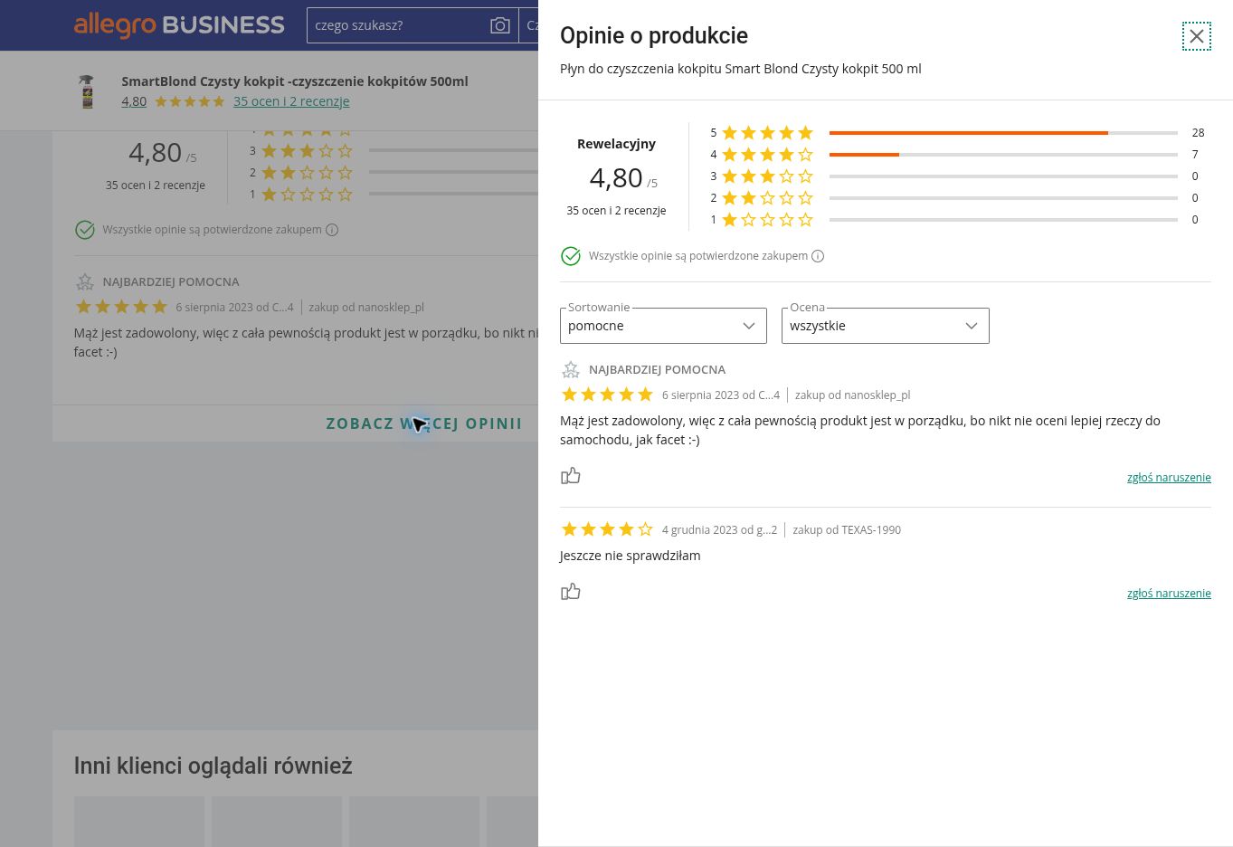 SMARTBLOND Czysty kokpit -czyszczenie kokpitów – przykładowe opinie o produkcie