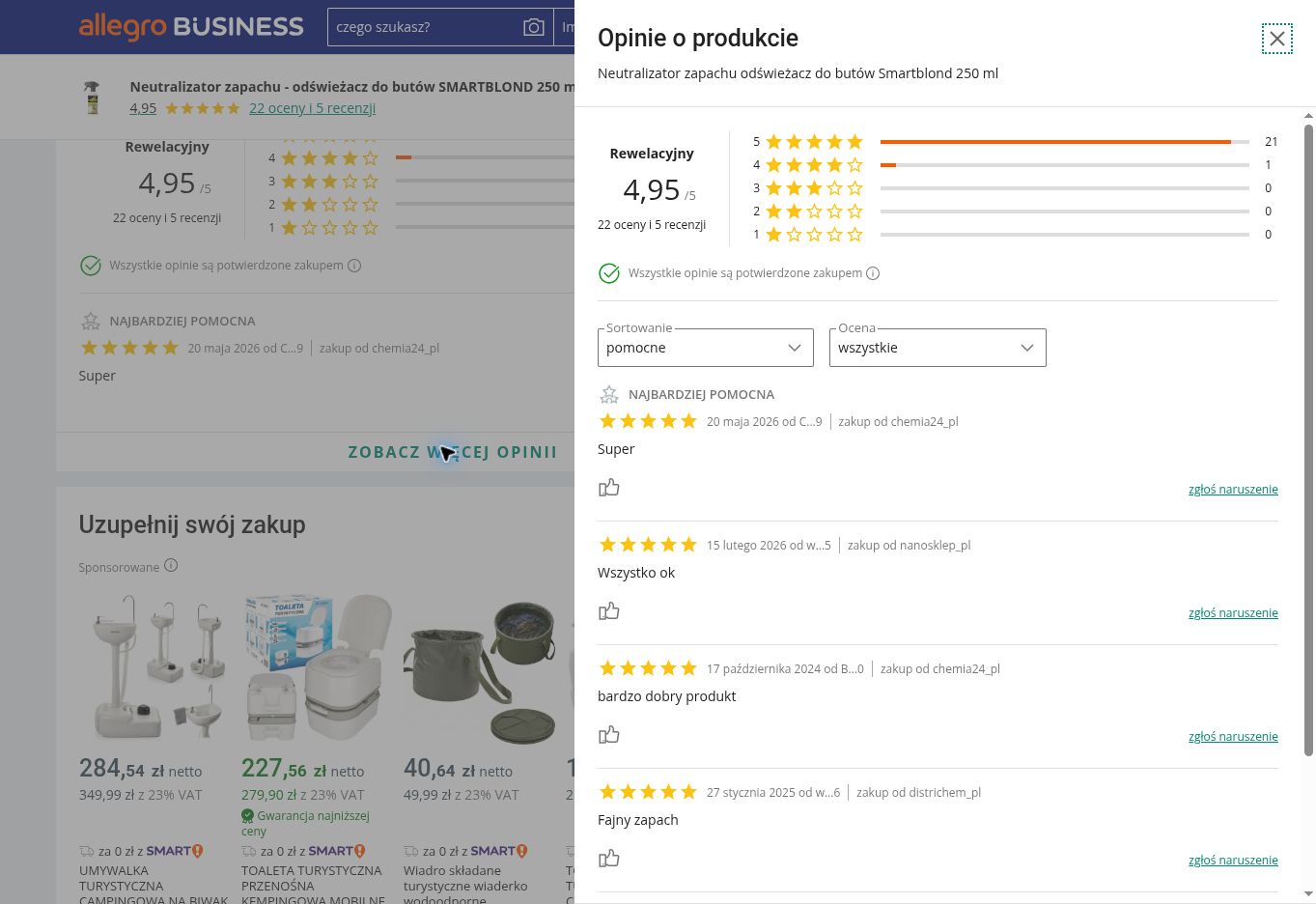 SMARTBLOND® Neutralizator zapachu do butów – przykładowe opinie o produkcie