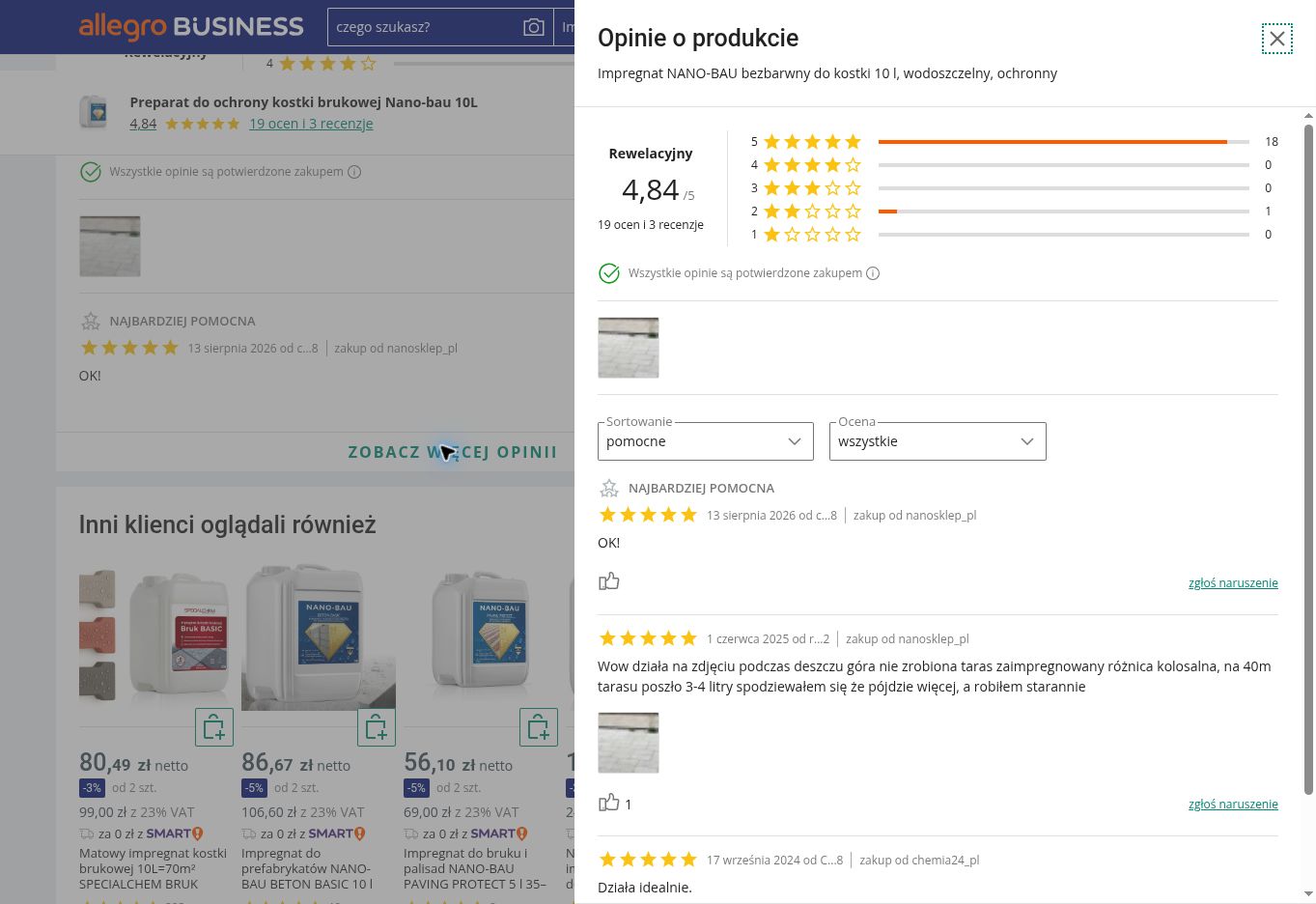 NANO-BAU Paving Protect preparat do impregnacji kostki brukowej – przykładowe opinie o produkcie