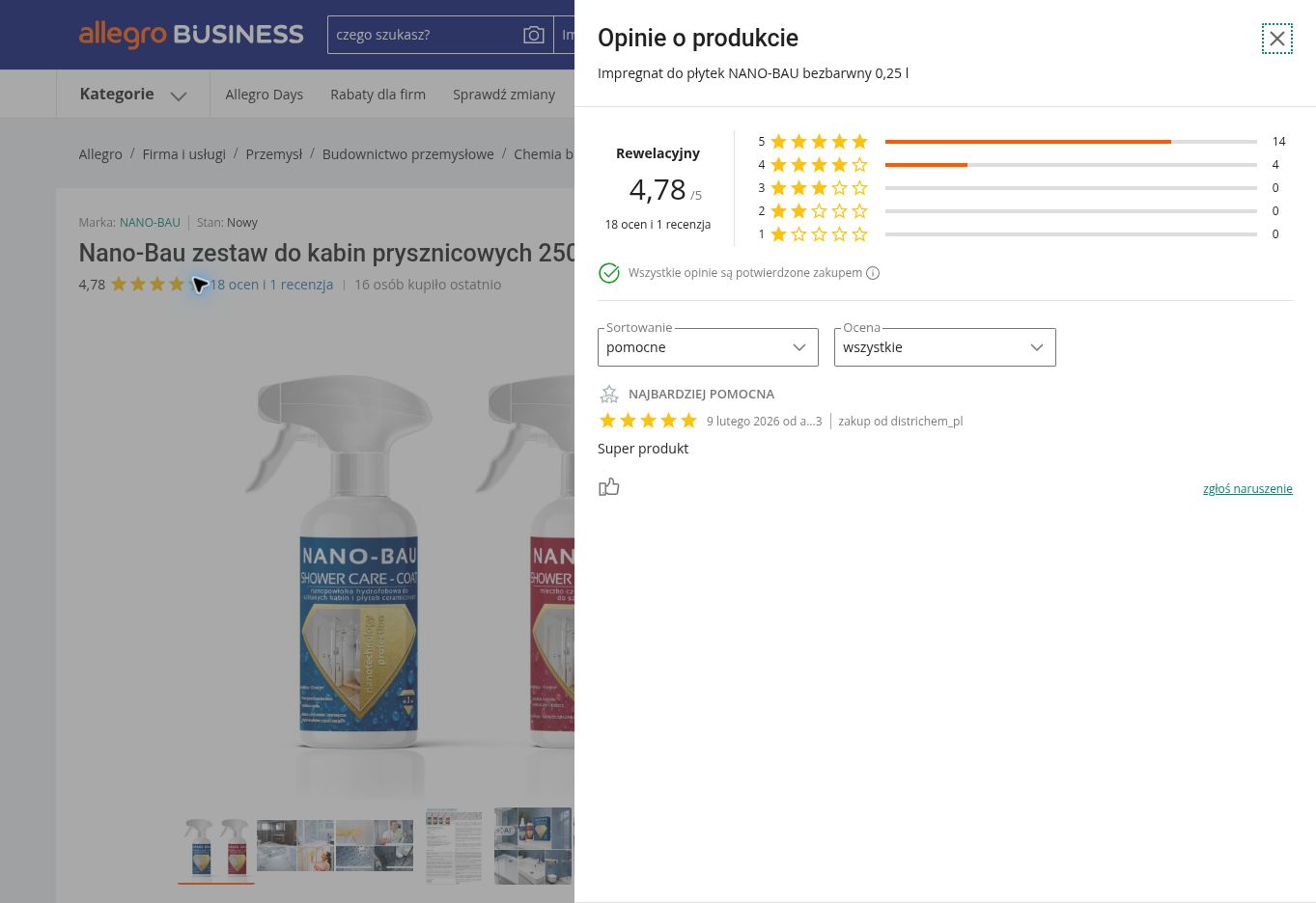NANO-BAU SHOWER CARE zestaw do kabin prysznicowych – przykładowe opinie o produkcie