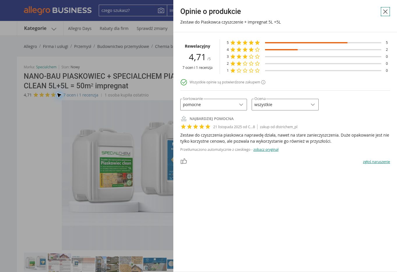 Zestaw do Piaskowca - czyszczenie SPECIALCHEM + impregnat NANO-BAU – przykładowe opinie o produkcie