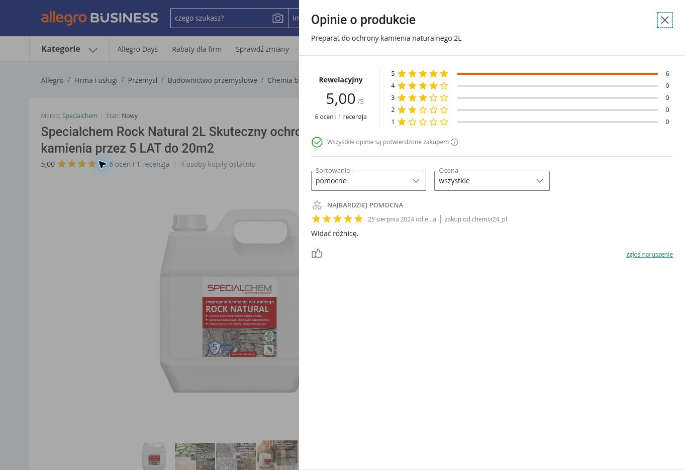 SPECIALCHEM ROCK NATURAL zabezpieczanie kamienia naturalnego – przykładowe opinie o produkcie