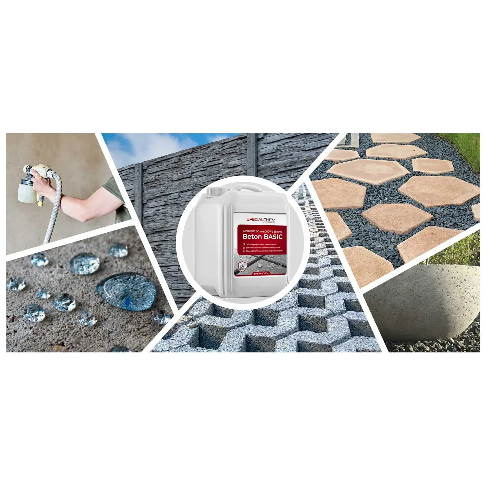SPECIALCHEM BETON BASIC – zestaw do czyszczenia i impregnacji betonu – zastosowanie